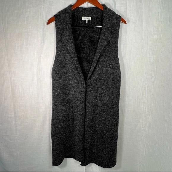 Monteau Sleeveless Collared Long Soft Gray Cardigan Size M - Picture 1 of 7